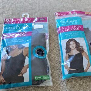 NWT Vanity Fair Radiant Women's Cami - Luxurious Lace Trim, 2XL Set of 2
